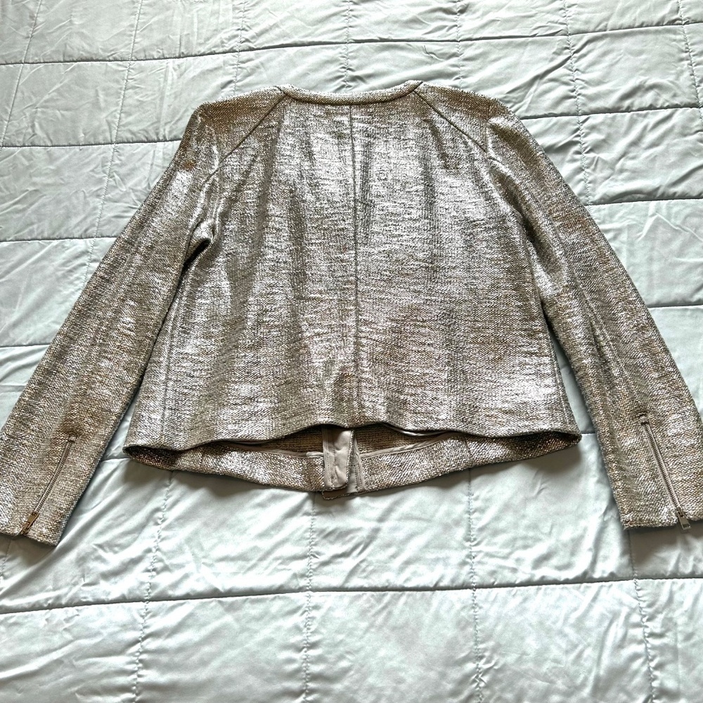 Blacky Dress Berlin Silver Tweed Moto Jacket Asymmetric Zipper Size US8 CAN10 - Picture 9 of 14